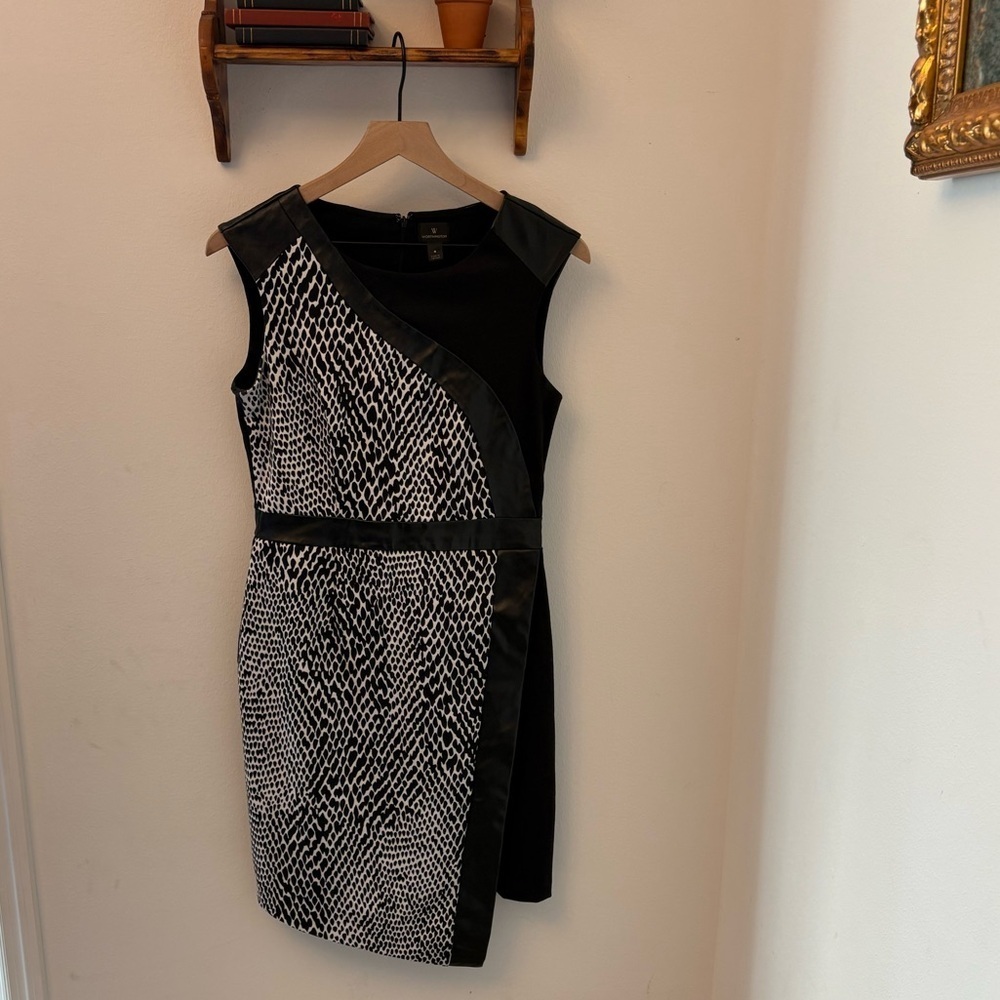 Worthington Asymmetrical Black and White Sleeveless Dress